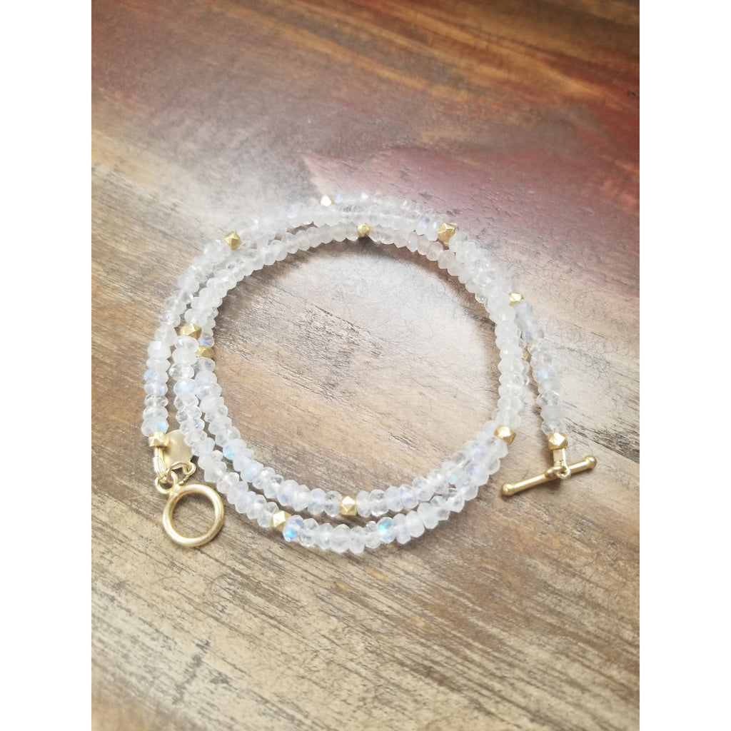 Rainbow Moonstone Wrap Necklace/Bracelet - Sage Moon