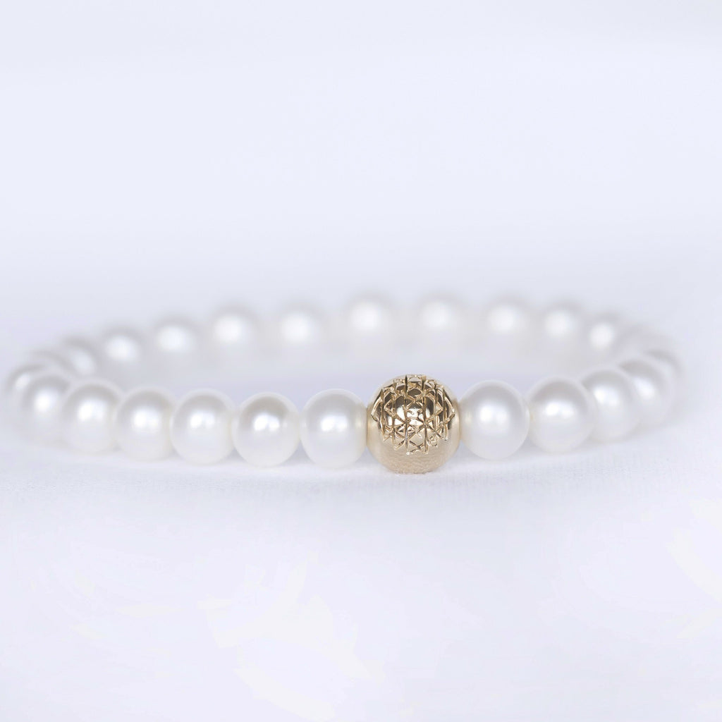 Pearl Sri Yantra Stretch Bracelet - Sage Moon