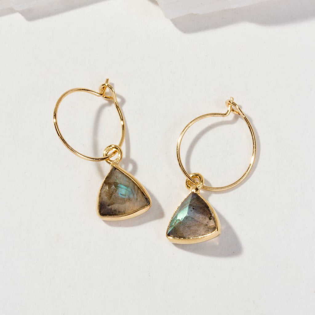 Bermuda Triangle Mini Hoop Earrings- Labradorite - Sage Moon