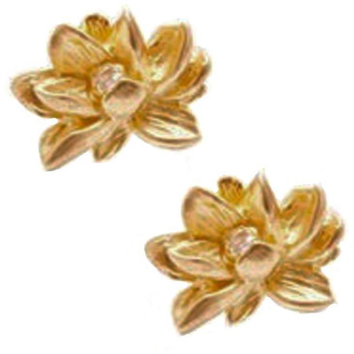 Gold Vermeil Lotus Flower Earrings - Sage Moon