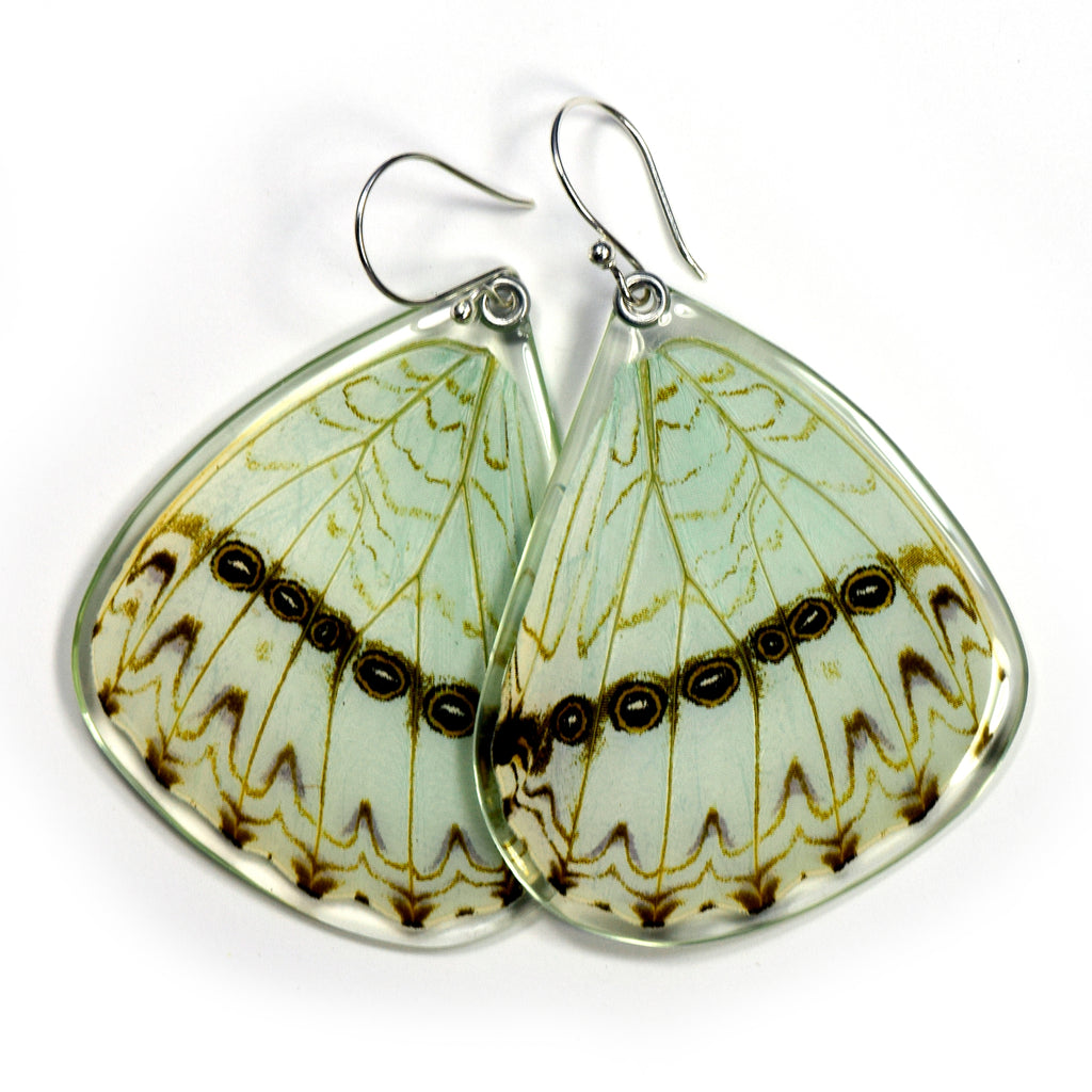 Mint Morpho Butterfly Earrings-Bottom Wing - Sage Moon
