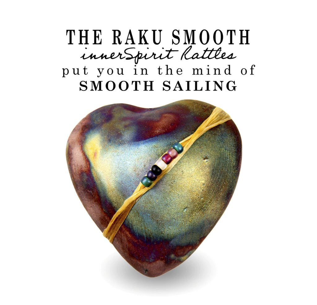 The Smooth Sailing Raku Heart Rattle - Sage Moon