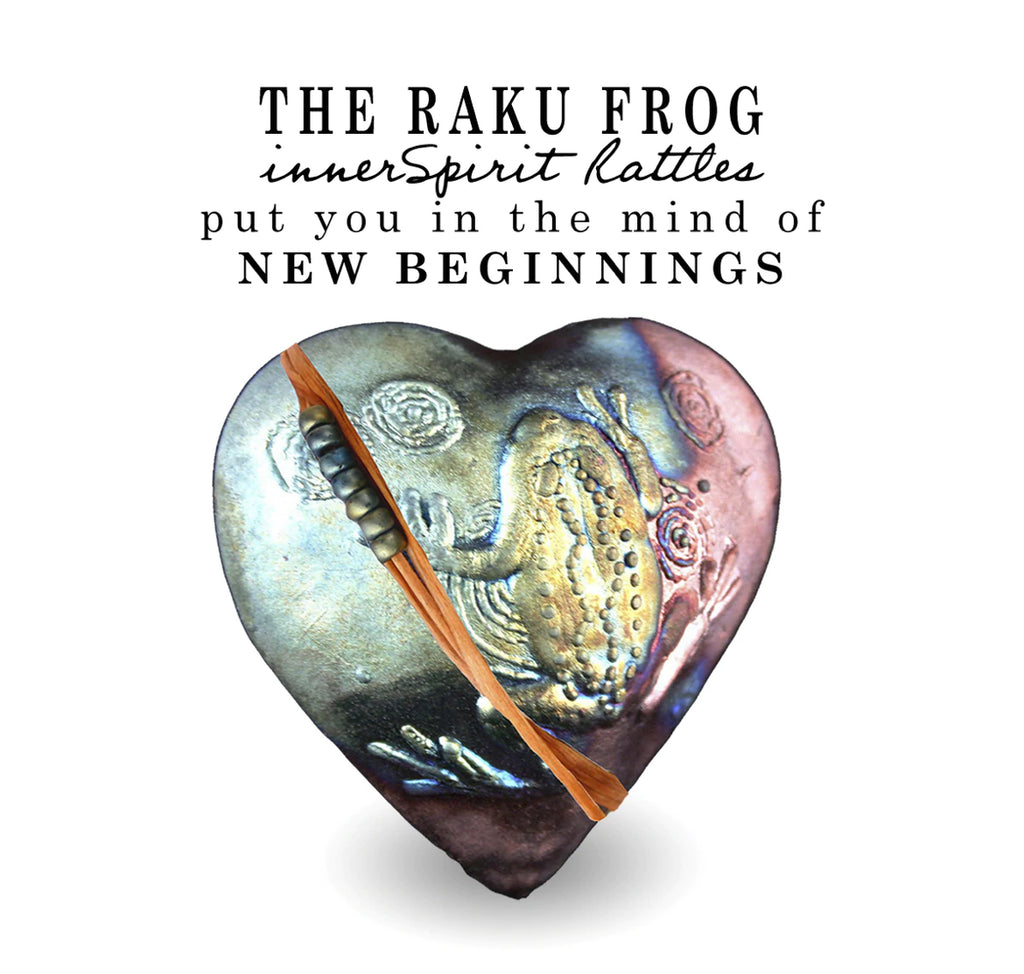 The Raku Frog Heart Rattle - Sage Moon