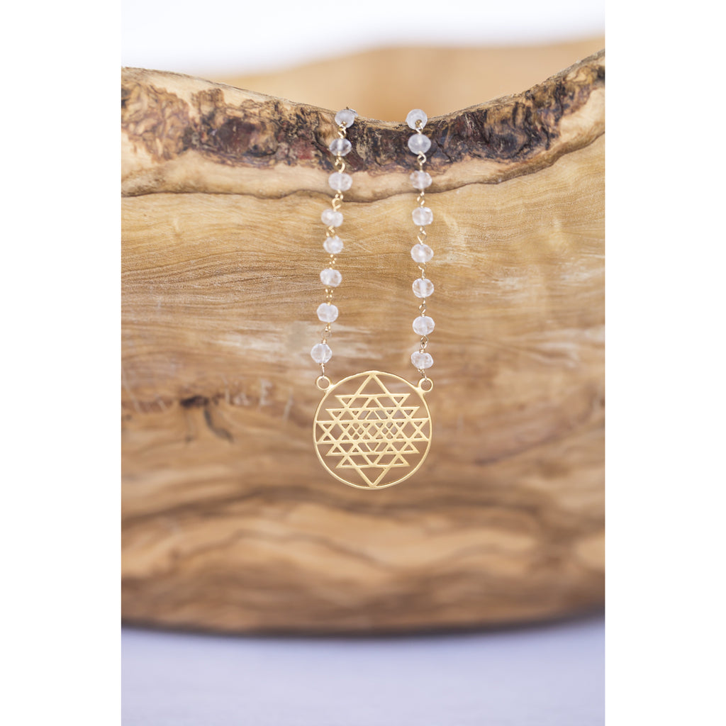 Luxtrada Orgonite Necklace Sri Yantra Pendant Sacred Geometry