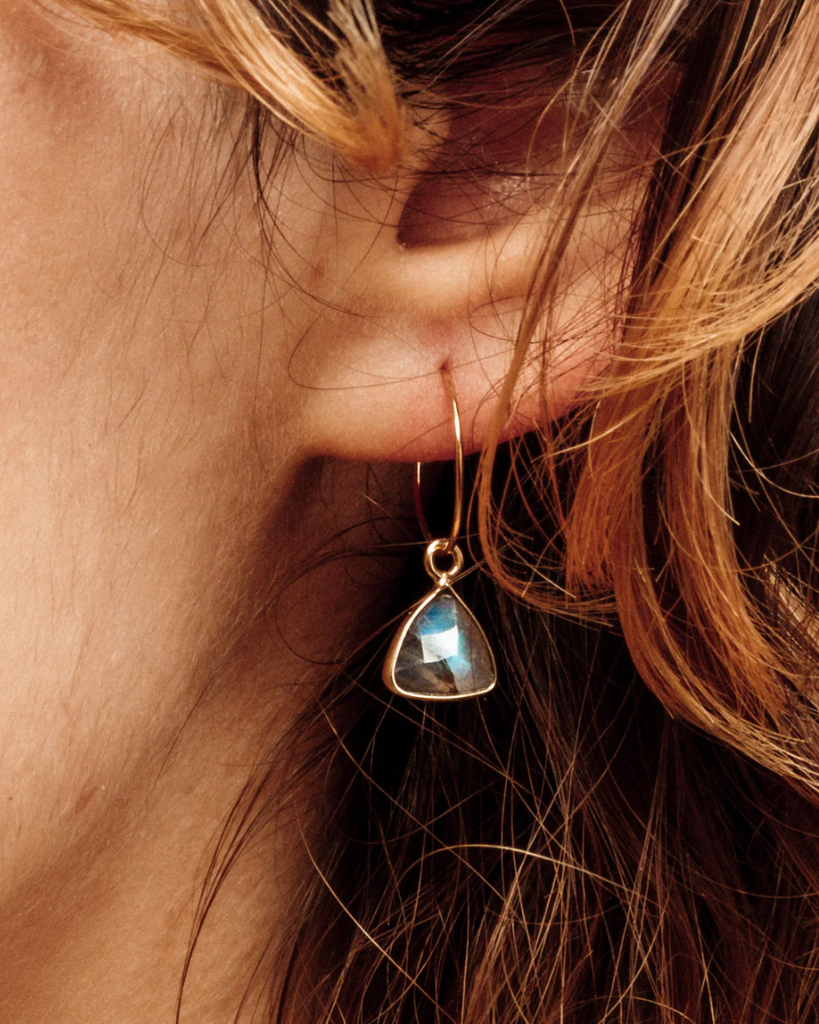 Bermuda Triangle Mini Hoop Earrings- Labradorite - Sage Moon