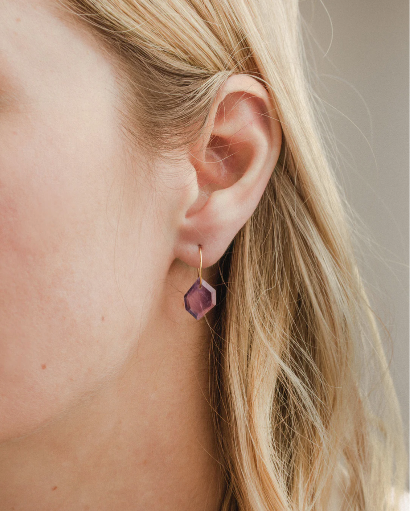 Geometry Mini Hoop Earrings - Amethyst - Sage Moon