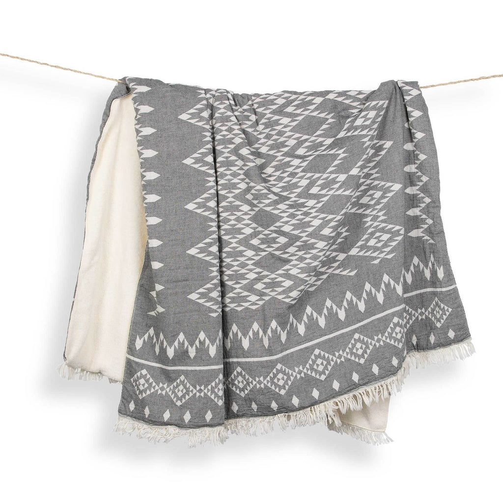 Fair Trade Fleece Lined Throw & Sadhana Blanket - Sage Moon
