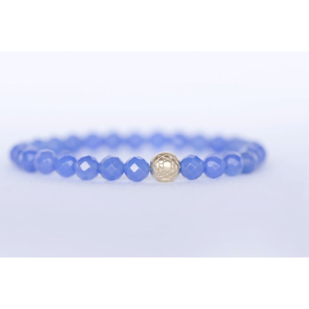 Blue Agate Sri Yantra Stretch Bracelet - Sage Moon