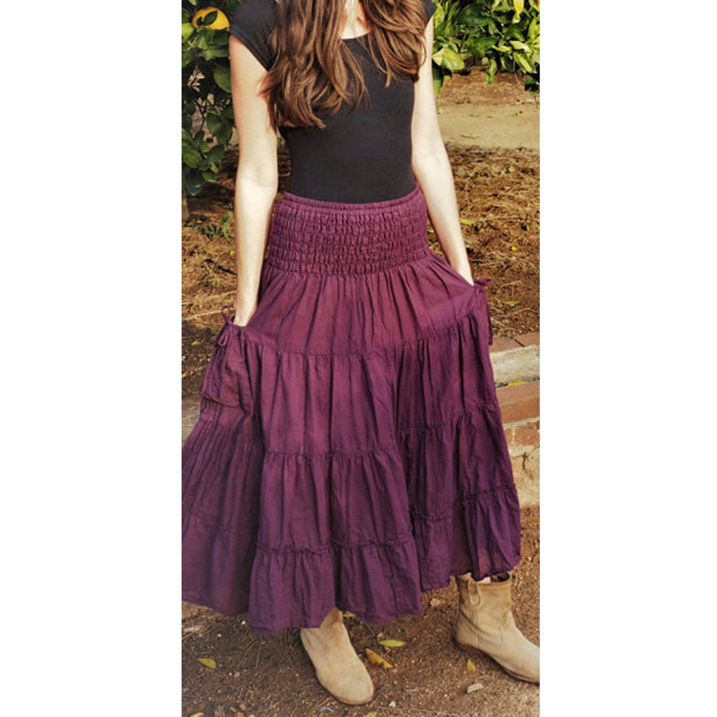 Tiered Maxi Skirt with pockets (available in 14 Colors!) - Sage Moon