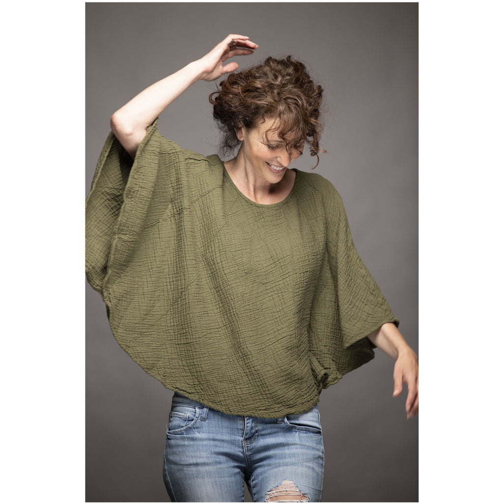Poncho Style Sleeved Top - Sage Moon