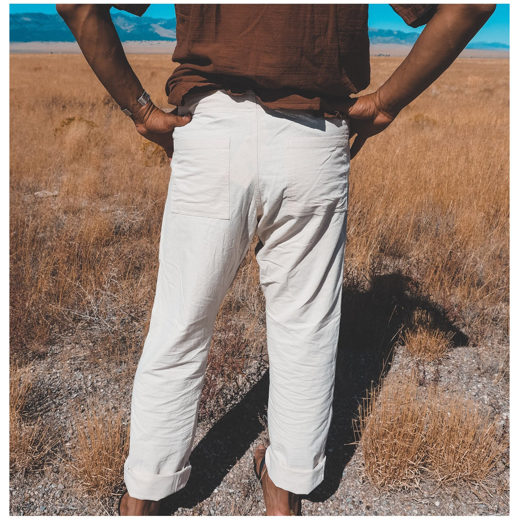 Men's Drawstring Cotton Yoga Pants - Sage Moon