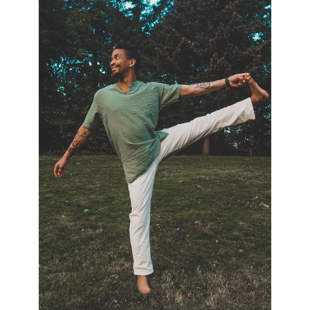 Men's Drawstring Cotton Yoga Pants - Sage Moon
