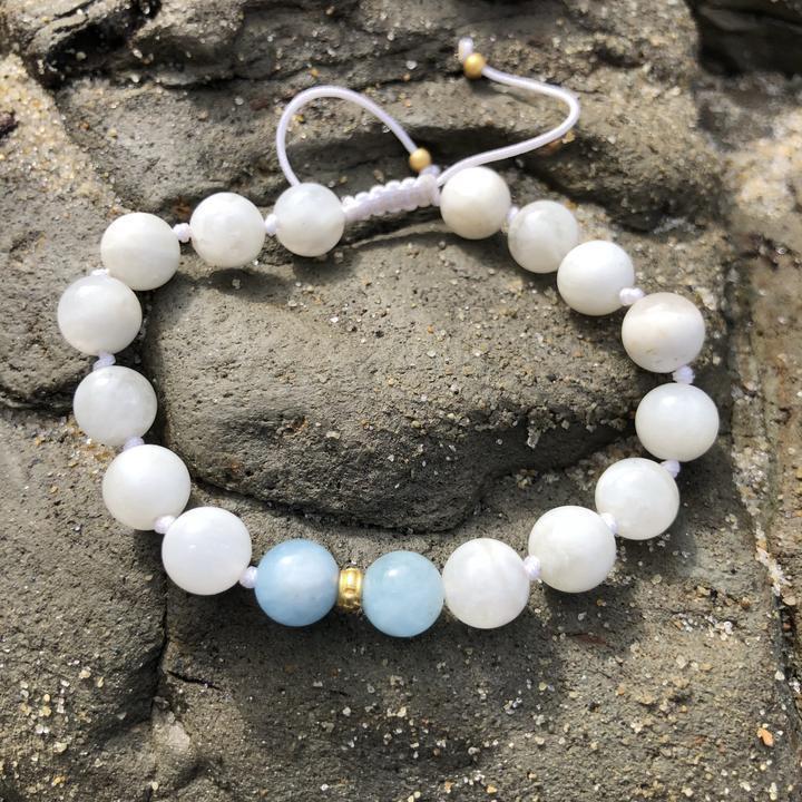 Moonstone and Aquamarine Bracelet - Sage Moon
